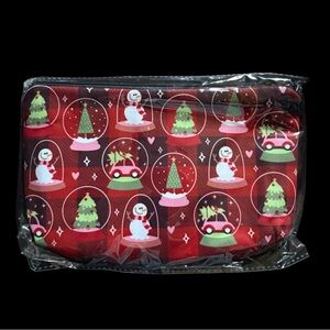 Festive Red/Black Plaid with snow globes pouch
